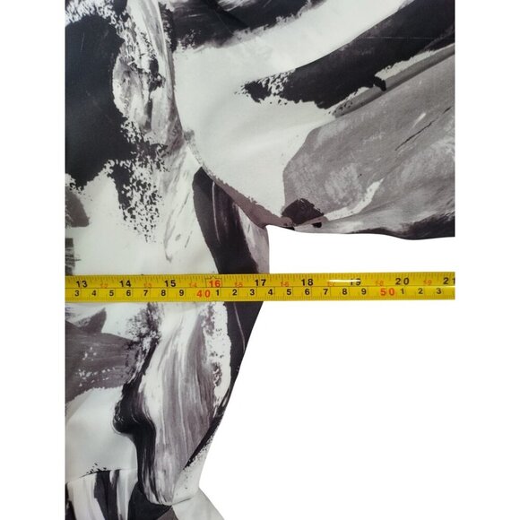 BCBGMaxAzria Women's Brushstroke Print Pleated Midi Dress with Puff Sleeves, 10 - Picture 8 of 8